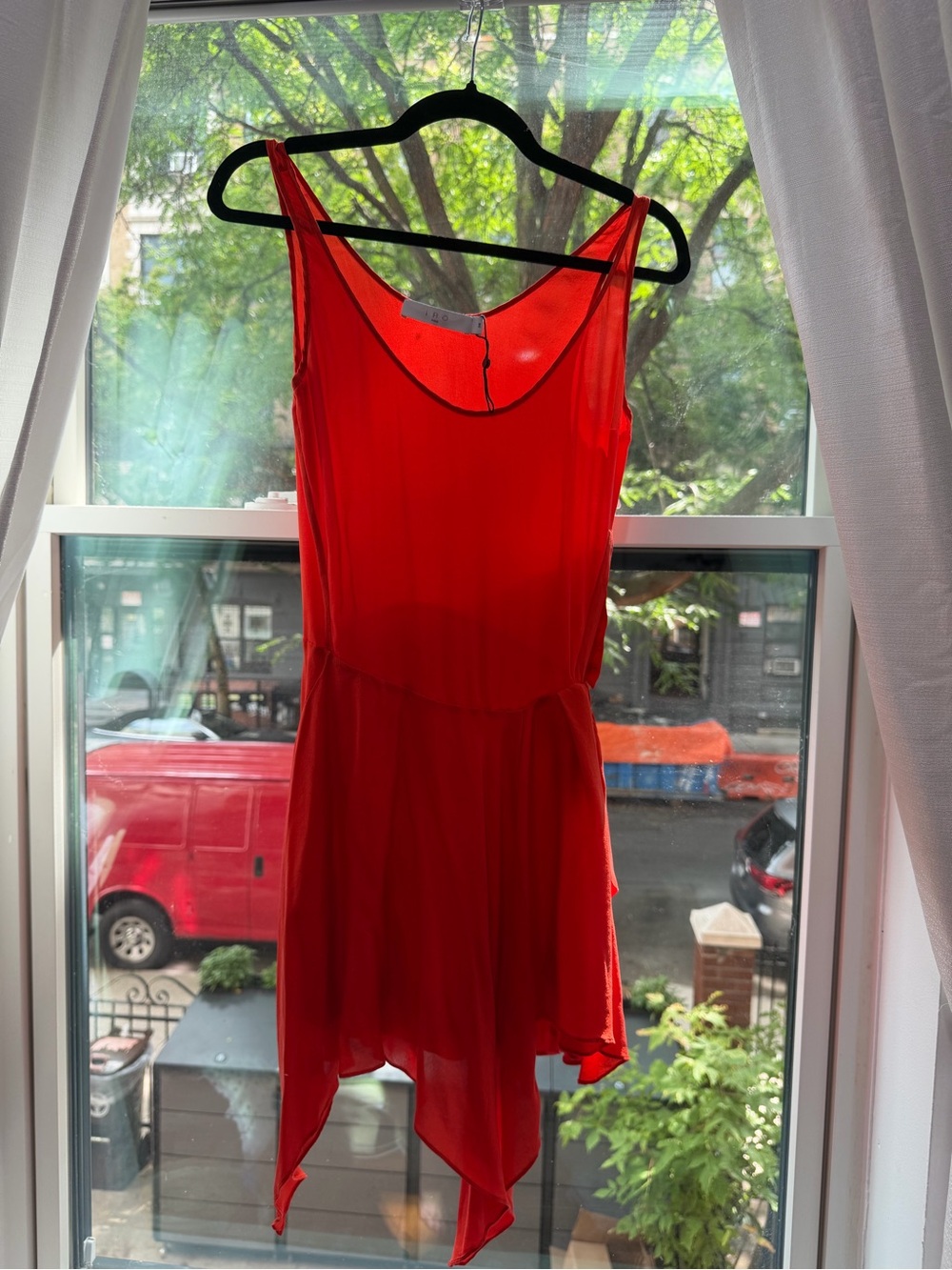 IRO Red Silk Asymmetric Dress